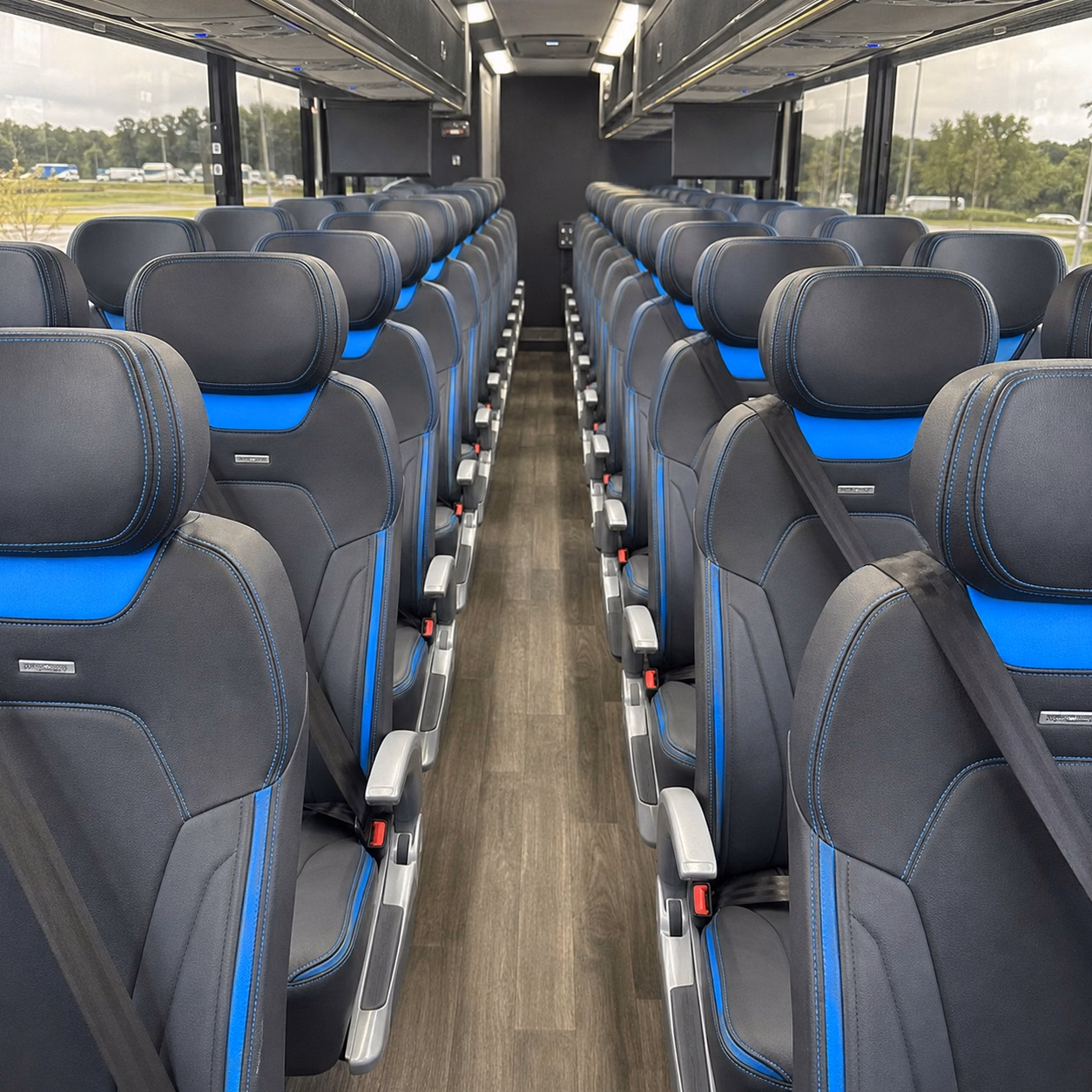 56 passenger charter bus inside